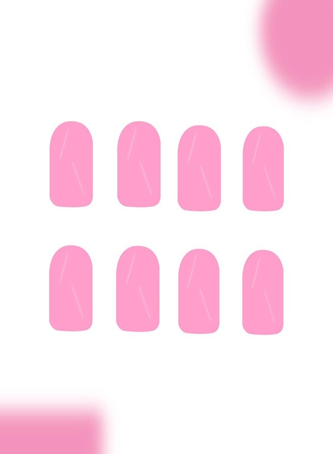 KKUUOO Pink Square Press-On Nails, 24pcs Acrylic, Glossy Finish, Full Cover, Reusable, Solid Color, Short Square, Classic Style, False Nails - Image 3